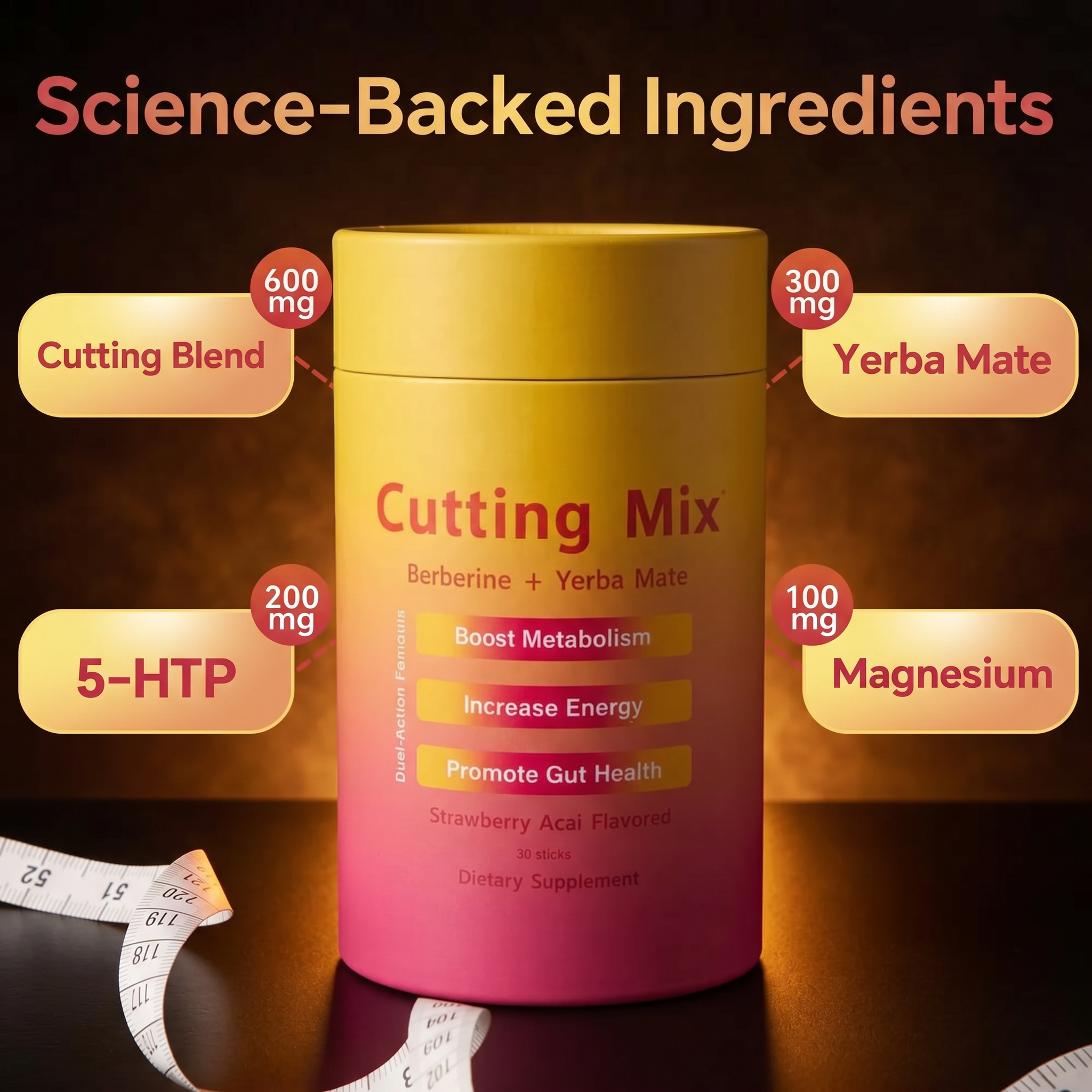 Yerba Mate Cutting Mix — Strawberry, 30 Servings
